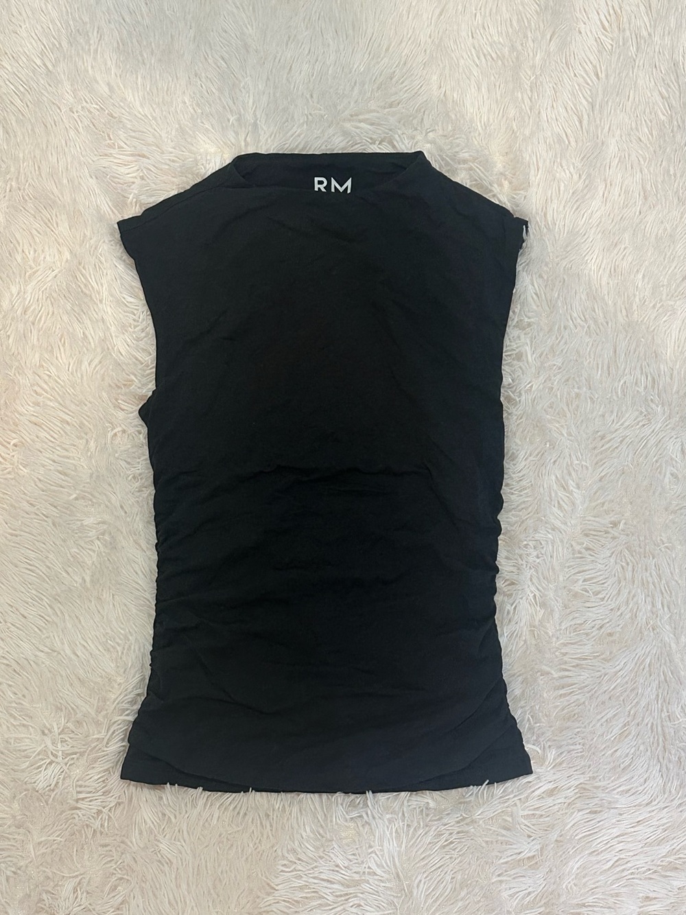 RM by Rebecca Minkoff Ruched Sleeveless Tank Black size XS elevated modern